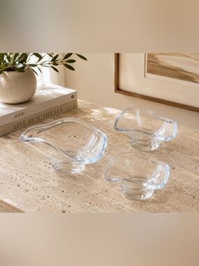 SIN Virginia Sin Urch Glass Bowls Set of 3 Clear Sculptural NIB